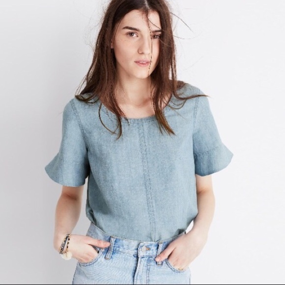 Madewell Chambray Bow Back Top